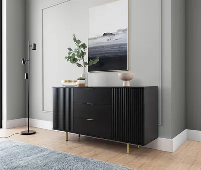 Produktbild von NOBIA KOMMODE K2D3SZ Schränk, Mehrzweckschrank Sideboard (Schwarz Matt)