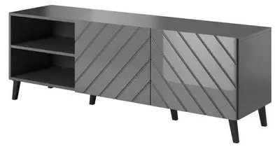 Zdjęcie produktu dla Szafka RTV ABETO 150x42x52 grafit/połysk