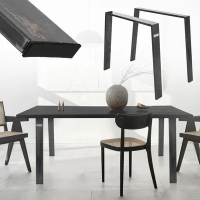 Obrázok produktu pre ML-Design sada 2 stolových behúňov Loft 90x72 cm, priemyselný, profil 8x2 cm, oceľ, priemyselný dizajn, tvar U, kovový rám stola scandic