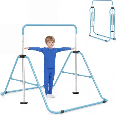 Obrázek produktu pro COSTWAY gymnastická tyč pro děti, skládací hrazda s nastavitelnou výškou 90–130 cm, gymnastická tyč, gymnastická hrazda, gymnastické nářadí pro děti ve věku 3–7 let
