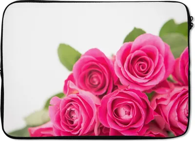 Produktbild von MuchoWow® Laptop Hülle 14 ZollNahaufnahme eines Blumenstraußes mit rosa Rosen Laptoptasche - Laptoptasche - Stoßsicher - Schutzhaube