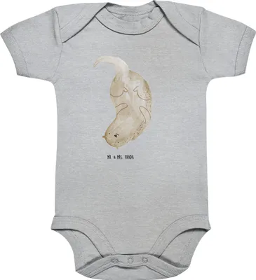 Produktbild von Mr. & Mrs. Panda babyanzug Otter Kopfüber 1. - 3. Monat - Heather Grey - Geschenk, Babystrampler, Niedlich, Strampler, Baby, Babybody, babykleidung body, Süß, Kurzarmbody