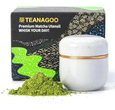 Immagine prodotto di Contenitore in Vetroceramica color grigio chiaro, modello Matcha-Dose, capacità 82,8 ml, con doppia sigillatura, adatto per 18 grammi di polvere