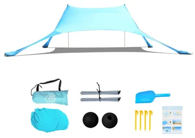 Produktbild von Strandzelt UPF 50+ mit Sonnenschutz - Tragbar - Pop-up - Wasserdicht - 7 × 7 FT