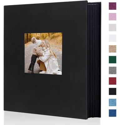 Obrázek produktu pro Fotoalbum s pevnou vazbou z plátna, kapacita 400 fotografií, formát 10x15 cm, černé s okénkem