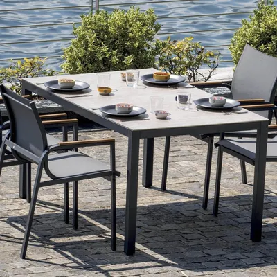 Produktbild von Garten-Set mit Glastisch und 4 Stühlen Tarquinia - Anthrazit