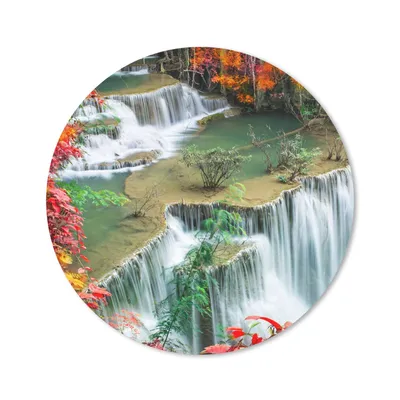 Produktbild von MuchoWow® Mauspad Mousepad Bäume - Wasserfall - Herbst - Natur 40x40 cm - Mousepads - Maus Mat - Pad - Mausunterlage - Schreibtisch Accessoires