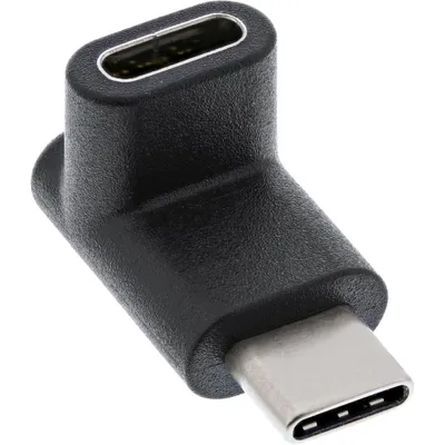 Produktbild von InLine USB 3.2 Gen.2 Adapter, USB-C Stecker an C Buchse, oben/unten gewinkelt, USB Typ C, USB Typ C, Schwarz