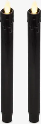 Image de Bougies noires en cire avec flamme vacillante, 25 x 24 cm, fonction minuterie