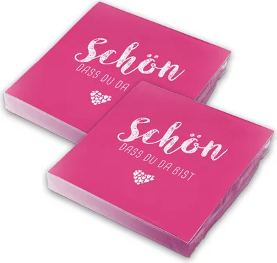 Produktbild von itenga 40x Serviette Schön dass du da bist fuchsia pink (Pantone 226 U)