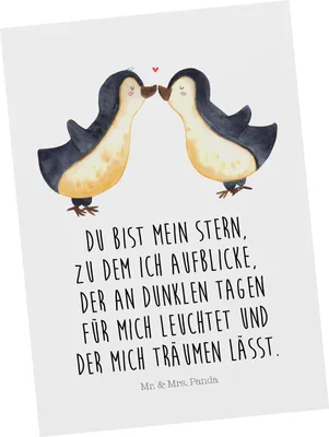 Produktbild von Mr. & Mrs. Panda Ansichtskarte Pinguin Liebe - Weiß - Geschenk, Postkarte, Vertraut, Hochzeitstag, Ansichtskarten, Grußkarte, Hochzeit, Liebesspruch, Postkarten, Freundin