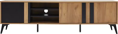 Produktbild von TV-Schrank mit Tür und offenem Fach TV-Tisch TV-Ständer TV-Schranktisch Fernseher bis 80 Zoll für Wohnzimmer 180 cm Braun
