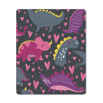 Produktbild von MuchoWow® Mauspad Mousepad Dinosaurier - Kind - Muster - Rosa - Mädchen 30x40 cm - Mousepads - Maus Mat - Pad - Mausunterlage - Mausmatten