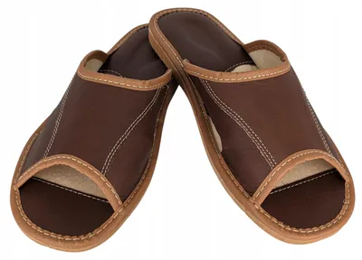 Produktbild von Baffiks Herren Leder Hausschuhe Goral Braune Pantoffeln