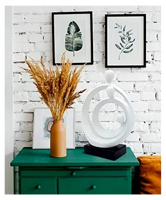 Produktbild von Stilvolle Skulptur “Familienglück” - Moderne Keramik Figur 34 cm groß auf Sockel - Zeitlose Deko Statue als Symbol für Glück & Familie - Keramikfigur für Wohnzimmer & als Geschenk zur Geburt