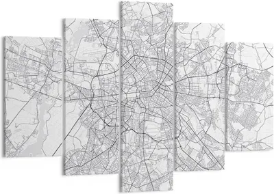 Produktbild von Bild auf Leinwand - Leinwandbild - 5 Teile - Stadt Karte Berlin - 150x100cm - Wand Bild - Wanddeko - Wandbilder - Leinwanddruck - Bilder - Wanddekoration - Leinwand bilder - Wandbild - EA150x100-4681