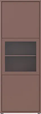 Produktbild von Forte ALICE SPRINGS Vitrine 60 70, moderne Wohnzimmervitrine mit 3 Türen, Glasdetail, Wohnzimmer, Holzwerkstoff, Terrakotta, 64,8 cm breit x 179,1 cm hoch x 44 cm tief