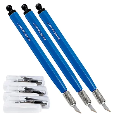 Produktbild von Bastel Cuttermesser: 3er-Set Skalpelle mit 60 Klingen