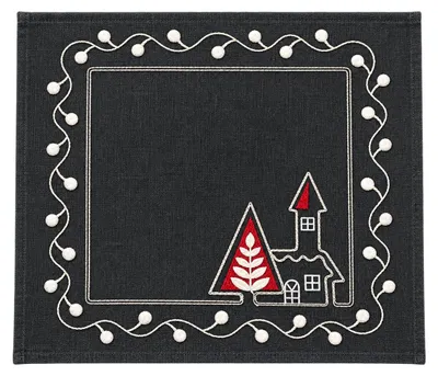 Produktbild von Tischset Weihnachten Kirche 35 x 35 cm Leinenoptik Platzset bestickt Untersetzer