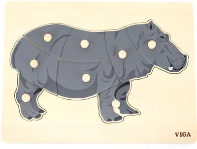 Image de Puzzle en bois pour enfants Montessori Viga Hippo