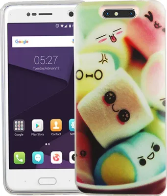 Produktbild von Handy Hülle für ZTE Blade V8 Cover Case Schutz Tasche Motiv Slim Silikon TPU Schriftzug Marshmallows
