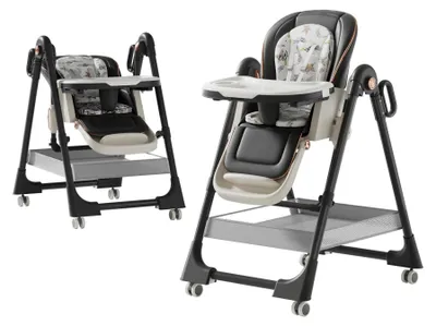 Image de Chaise haute pour bébé, réglable en hauteur, plateau amovible, 8122-gris foncé