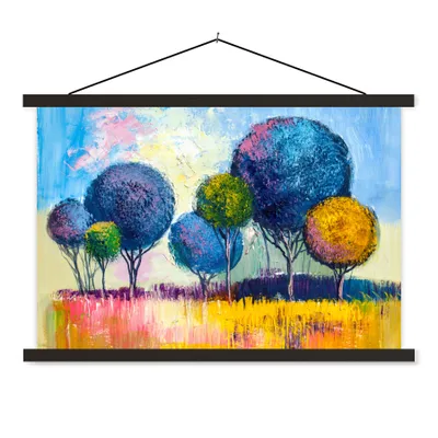 Produktbild von MuchoWow® Textilposter Gemälde - Ölfarbe - Baum - Natur 150x100 cm mit schwarzem Rahmen - Schlafzimmer