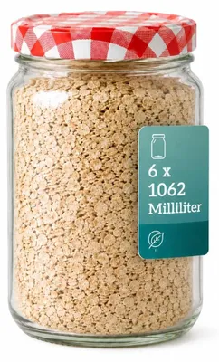 Immagine prodotto di Set di 6 vasetti per marmellate da 1062 ml, con coperchio a vite, ideali per la conservazione di alimenti