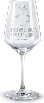 Produktbild von Mr. & Mrs. Panda Weinglas Einhorn Fitness - Transparent - Geschenk, Rotweinglas mit Gravur, Gym, Unicorn, Einhörner, Kelch, Fitnessstudio, glas für rotwein, Sport