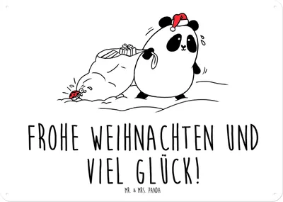 Produktbild von Mr. & Mrs. Panda tafel Panda Weihnachten DIN A5 - Weiß - Geschenk, Blechschild, Wandbild, Schild, Metallbild, Türschild