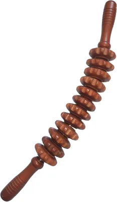 Produktbild von Massagegerät aus Holz, Handroller – 12 Rollen – 52 cm – Massagegerät aus Holz – Multifunktionale Körperrolle – Gebogene Massagerolle aus Holz