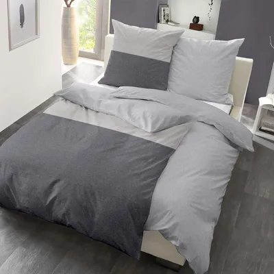 Produktbild von Traumschlaf Melange Flanell Bettwäsche Elnara anthrazit 155x220 cm + 80x80 cm