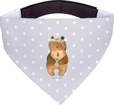Produktbild von Mr. & Mrs. Panda Hunde Halstuch Bär Kommunion - Grau Pastell - Geschenk, Für, Tuch, Taufkerze, Hundehalstuch, Teddy, Katholisch, Hund, Gottes Segen
