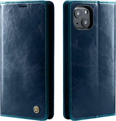 Produktbild von Handyhülle für Apple iPhone 13 Kunstleder Flip Cover Hülle RFID Schutz Case Kartenfach Farbe: Blau