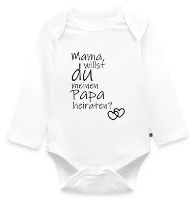 Produktbild von Spreadshirt Mama Willst Du Meinen Papa Heiraten Tages Baby Body Langarm, 68 (3-6 M.), Weiß