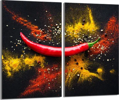 Produktbild von Herdabdeckplatten 2 teilig 30x52 Glaskeramikkochfeld Abdeckung Glas, Chilli Bunt