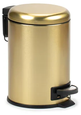 Produktbild von TATAY Badezimmer Mülleimer mit Pedal 3L | Schließdämpfung | Kompakte Form mit Innenbehälter | Robuster Edelstahl | Ideal für Kleine Badezimmer – Gold Gold 3L