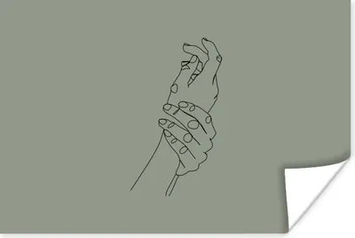 Produktbild von MuchoWow® Poster Hand - Strichzeichnung - Grün 180x120 cm - Fotoplakat