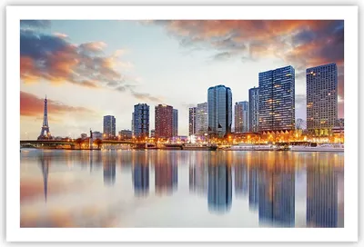 Produktbild von Poster - Poster ohne Rahmen - Fluss Wolkenkratzer Ansicht Eiffle - 91,5x61 cm - Wand Bild - Wanddeko - Wandbilder - Kunstposter - Wandposter - Bilder - Kunstdruck - Wandbild - P2XAA91x61-2831