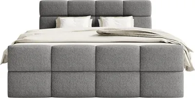 Produktbild von FEDVE Boxspringbett ALZEA aus Chenille-Stoff 160x200 cm, Dunkelgrau