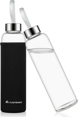 Imagen del producto de Botella de agua de vidrio, 550 ml, fabricada en vidrio de borosilicato, a prueba de fugas, ideal para deportes y actividades al aire libre