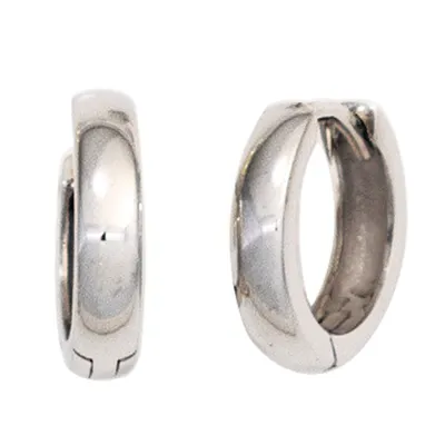 Image de Boucles d'oreilles créoles rondes JOBO en or blanc 375 avec fermoir à clapet