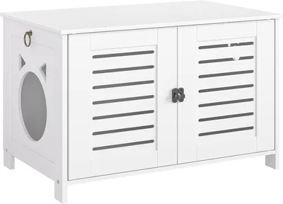 Produktbild von Katzenklo-Schrank - Katzen-Schrank - Modernes Design - mit Doppeltüren - 60 x 45 x 50 cm - Weiß