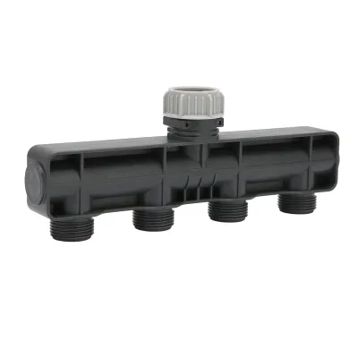 Productafbeelding van 4-weg tuinkraan, 4-weg watersplitter, tuinslang-verspreider, watersplitter irrigatieklep, 4-weg tuinslang-verspreider, aftakklep met vier uitgangen voor irrigatie