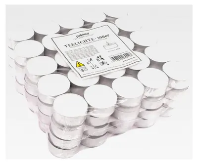 Produktbild von Teelichte 100 Stück, Weiß | unbeduftete Teelichter | Brenndauer: 4 Std. - 20 g Wachsgewicht, 25 x 38 mm | Gastro, Hochzeit, Dekoration, Feier, Entspannung, Outdoor, Party