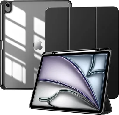 Image de TiMOVO Étui pour iPad Air 13 pouces 2024 avec porte-stylo et dos transparent, noir