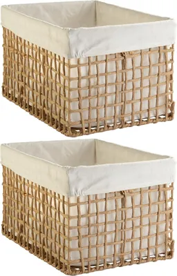 Produktbild von Aufbewahrungskörbe - 40 x 25 cm - Beige - Braun - mit Stoffeinsatz - 2er Set