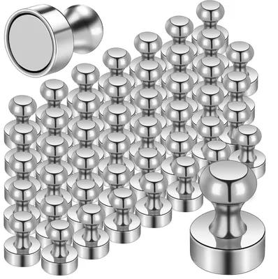 Productafbeelding van 45 magneten voor magnetische borden, kleine magneten, sterke neodymiummagneten, extra sterke magneten, sterke hechting, whiteboard, koelkast, zilverkleurig