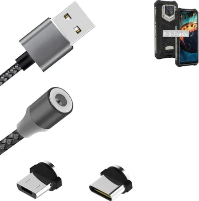 Produktbild von K-S-Trade Hochwertiges Magnet-Lade-kabel Sync-Kabel Daten-Kabel für Oukitel WP15S mit USB-Typ-C-Anschluss und Micro-USB-Anschluss 2A bis zu 480mbps