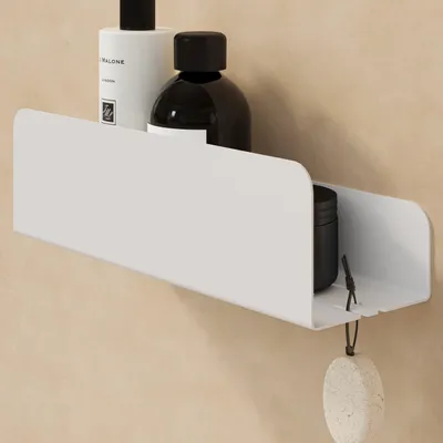 Produktbild von Dolvhin Duschablage ohne Bohren | Edelstahl Duschregal | Duschkorb zum Kleben | Badregal Selbstklebend | Shampoo Halter Wandregal | Weiß Matt